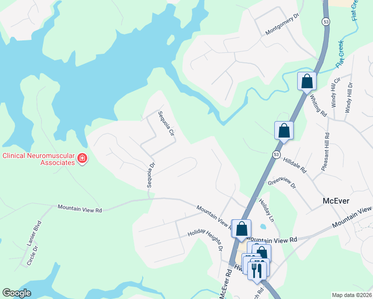 map of restaurants, bars, coffee shops, grocery stores, and more near 4441 Stacey Drive in Oakwood