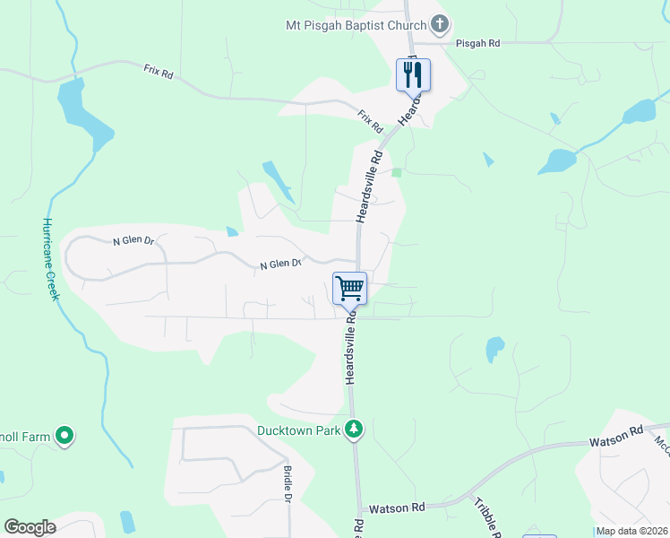 map of restaurants, bars, coffee shops, grocery stores, and more near 6126 Hawkins Drive in Cumming