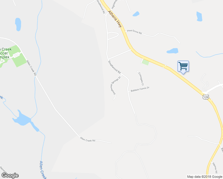 map of restaurants, bars, coffee shops, grocery stores, and more near 2299 Smallwood Springs Drive in Gainesville