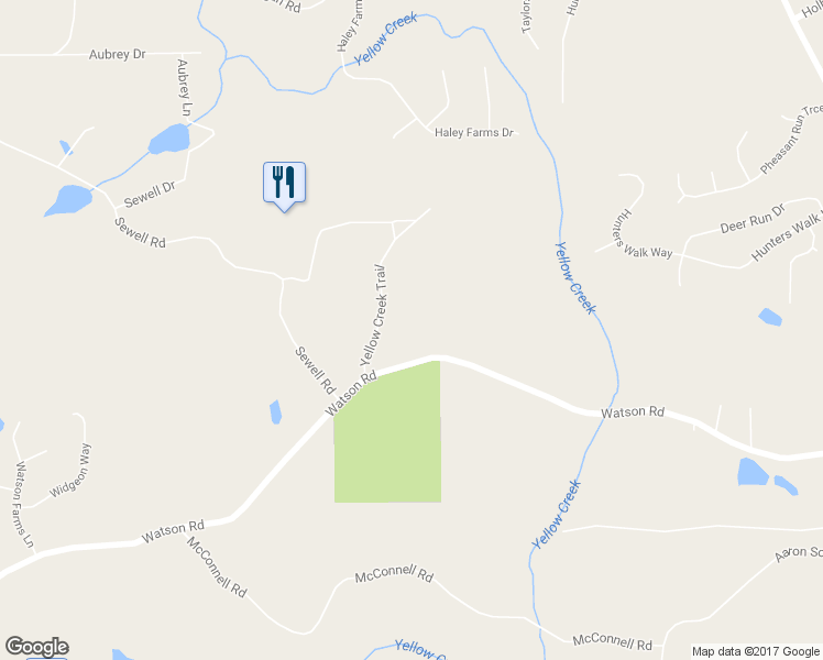 map of restaurants, bars, coffee shops, grocery stores, and more near 4080 Yellow Creek Trail in Cumming