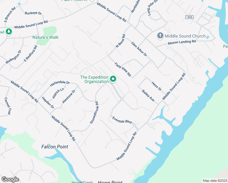 map of restaurants, bars, coffee shops, grocery stores, and more near 1036 Anchors Bend Way in Wilmington