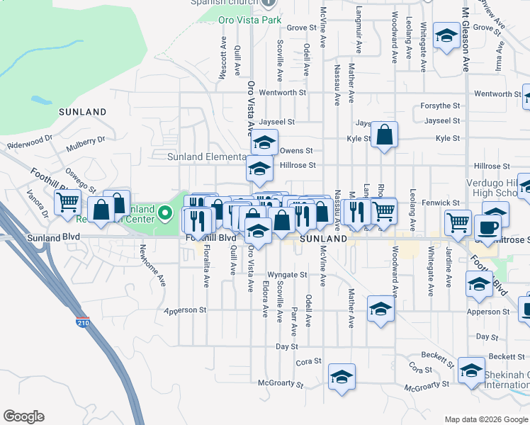 map of restaurants, bars, coffee shops, grocery stores, and more near 8347 Grenoble Street in Los Angeles