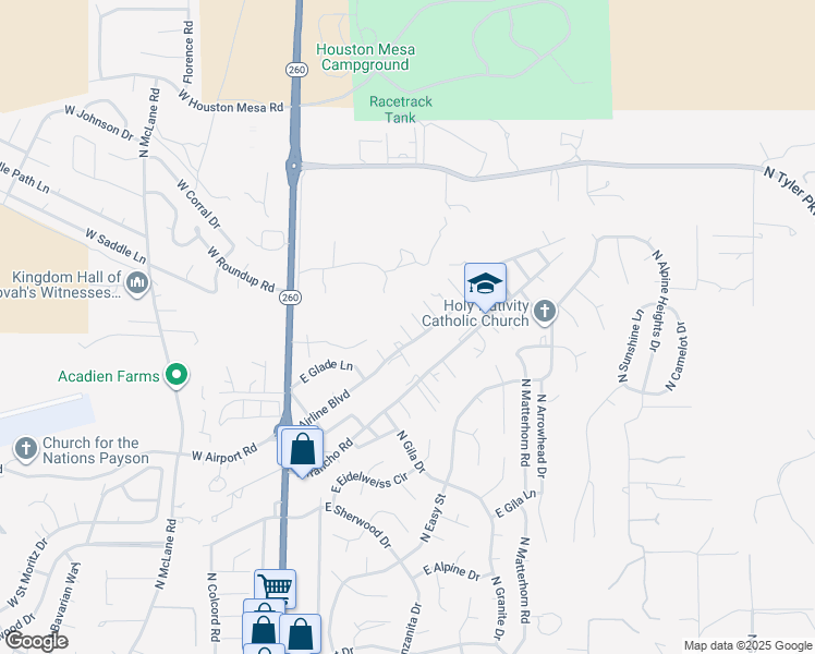 map of restaurants, bars, coffee shops, grocery stores, and more near 1507 North Bell Circle in Payson