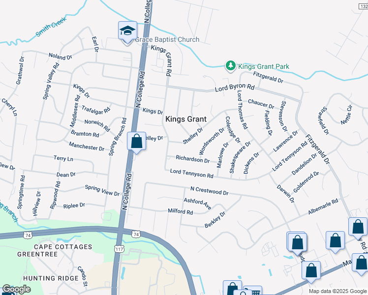 map of restaurants, bars, coffee shops, grocery stores, and more near 4918 Shelley Drive in Wilmington