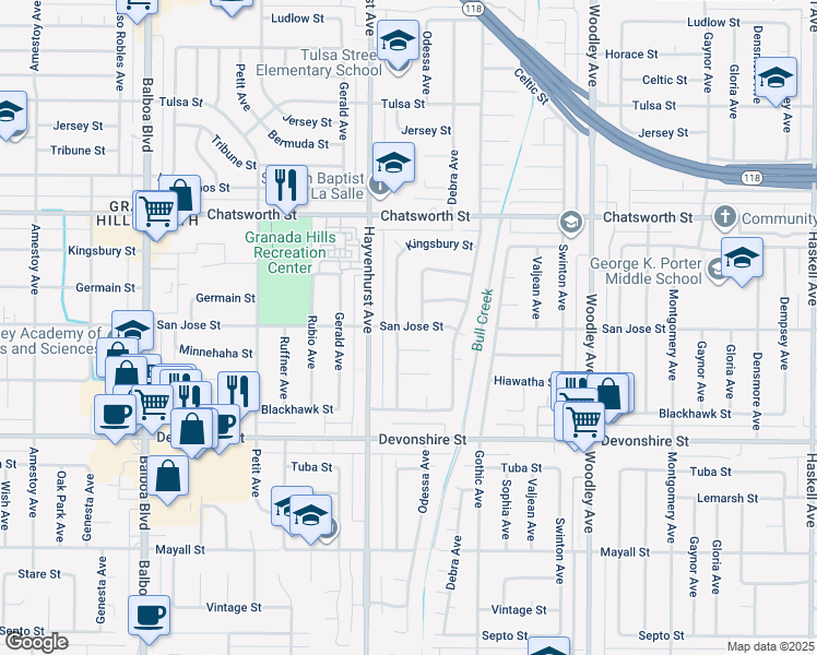map of restaurants, bars, coffee shops, grocery stores, and more near 10514 Monogram Avenue in Los Angeles