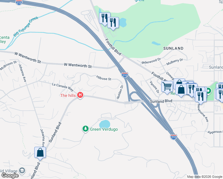 map of restaurants, bars, coffee shops, grocery stores, and more near 9336 Wayside Drive in Los Angeles