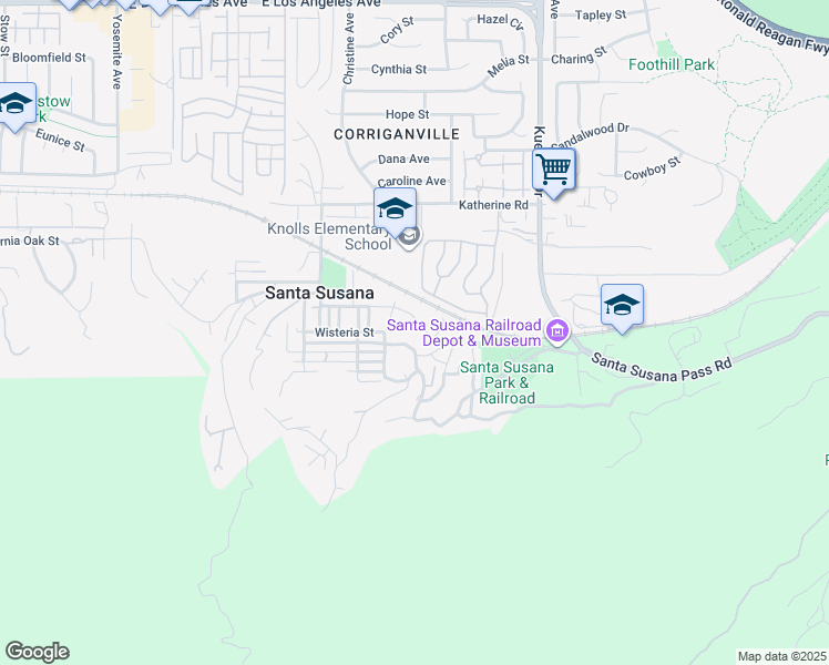 map of restaurants, bars, coffee shops, grocery stores, and more near 6348 Sylvan Drive in Simi Valley
