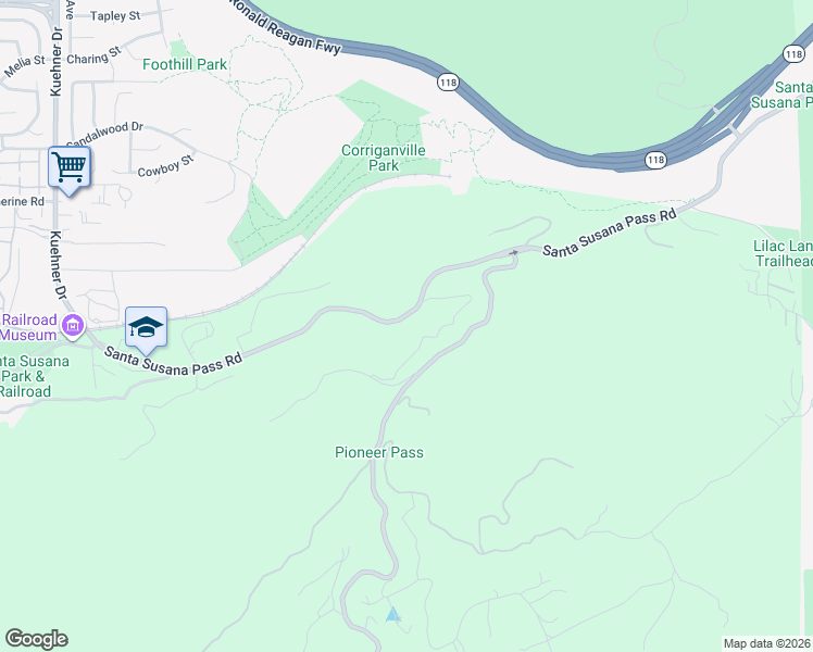 map of restaurants, bars, coffee shops, grocery stores, and more near 7210 Santa Susana Pass Road in Simi Valley