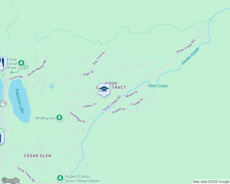 map of restaurants, bars, coffee shops, grocery stores, and more near 620 Eucalyptus Road in Lake Arrowhead