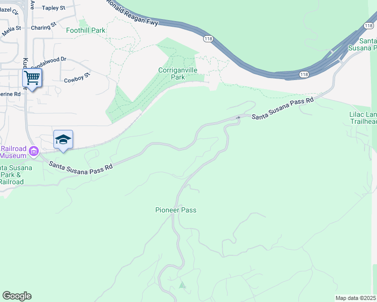 map of restaurants, bars, coffee shops, grocery stores, and more near 7210 Santa Susana Pass Road in Simi Valley