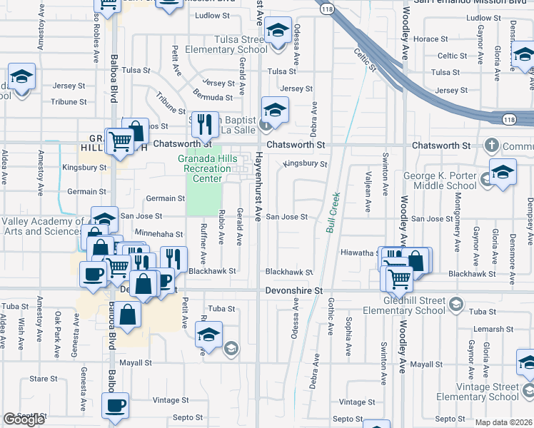 map of restaurants, bars, coffee shops, grocery stores, and more near 10514 Monogram Avenue in Los Angeles