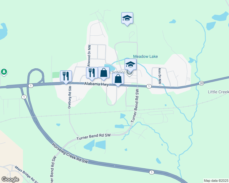 map of restaurants, bars, coffee shops, grocery stores, and more near 4 Dean View Drive Southwest in Rome