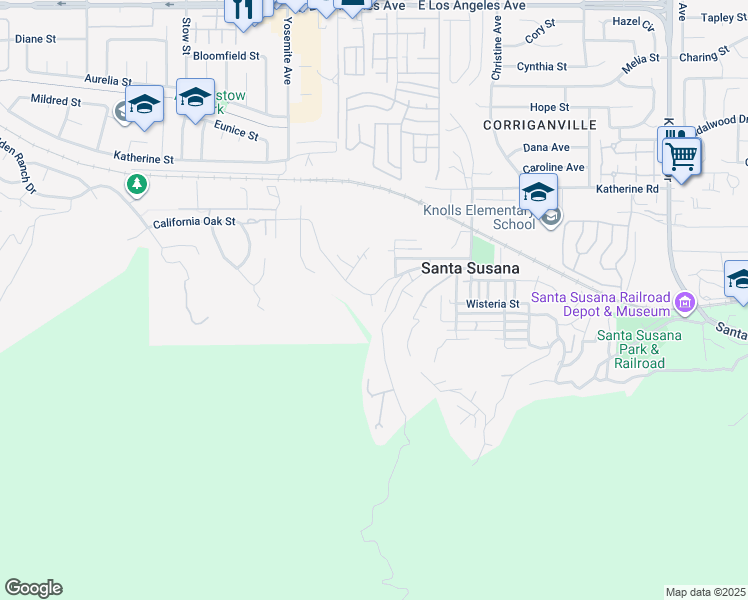 map of restaurants, bars, coffee shops, grocery stores, and more near 5946 Oak Knolls Road in Simi Valley