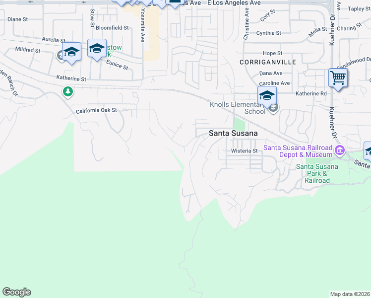 map of restaurants, bars, coffee shops, grocery stores, and more near in Santa Susana