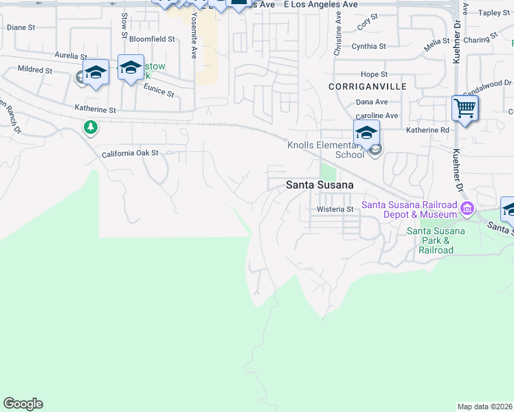 map of restaurants, bars, coffee shops, grocery stores, and more near 5946 Oak Knolls Road in Simi Valley
