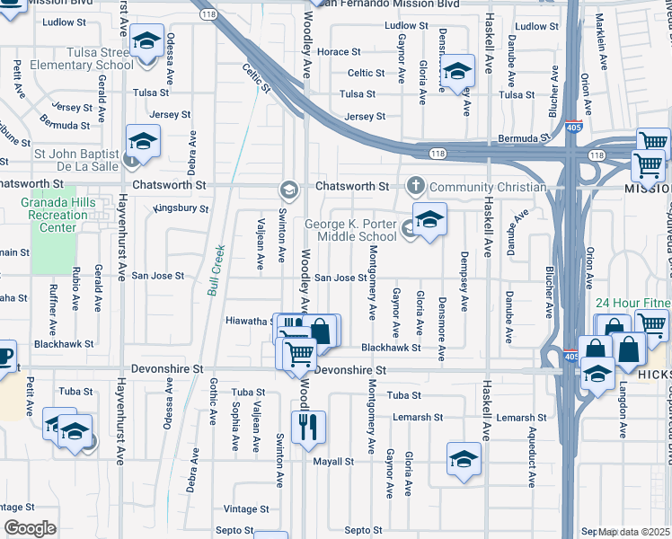 map of restaurants, bars, coffee shops, grocery stores, and more near 10508 Collett Avenue in Los Angeles
