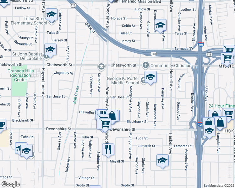 map of restaurants, bars, coffee shops, grocery stores, and more near 10508 Collett Avenue in Los Angeles