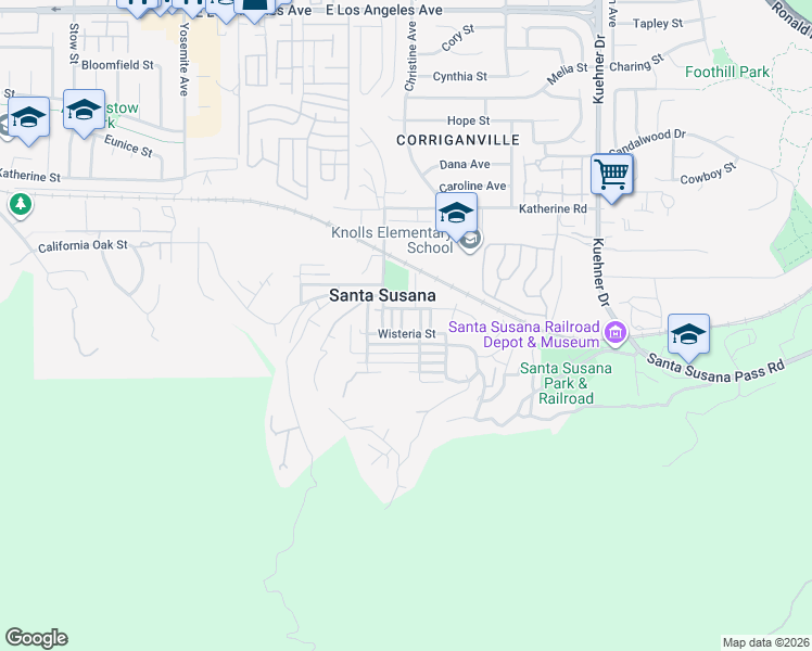 map of restaurants, bars, coffee shops, grocery stores, and more near 1226 Aster Street in Simi Valley