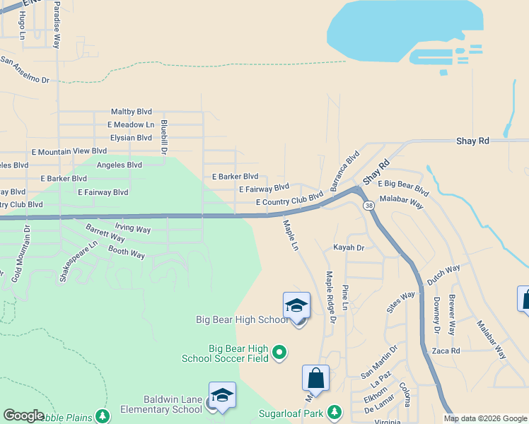 map of restaurants, bars, coffee shops, grocery stores, and more near 941 East Big Bear Boulevard in Big Bear