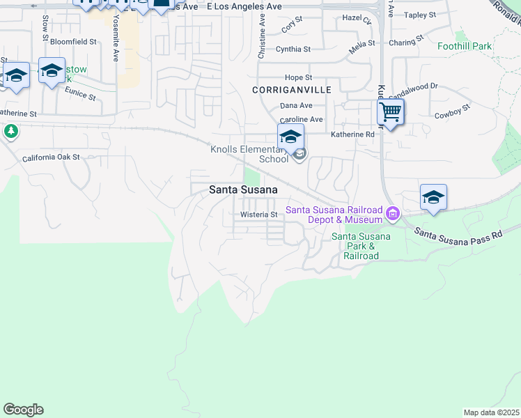 map of restaurants, bars, coffee shops, grocery stores, and more near 1226 Aster Street in Simi Valley