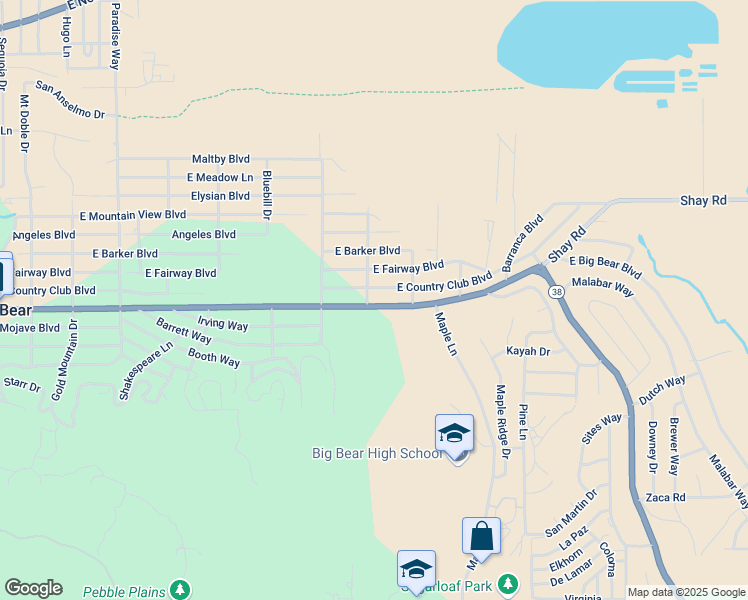 map of restaurants, bars, coffee shops, grocery stores, and more near 905 East Big Bear Boulevard in Big Bear