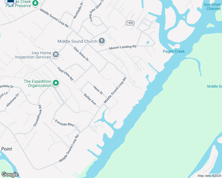 map of restaurants, bars, coffee shops, grocery stores, and more near 1948 Middle Sound Loop Road in Wilmington