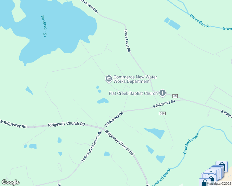map of restaurants, bars, coffee shops, grocery stores, and more near 219 Water Plant Road in Commerce