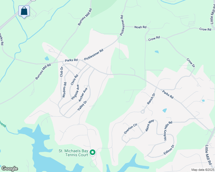 map of restaurants, bars, coffee shops, grocery stores, and more near 5264 Parks Road in Cumming