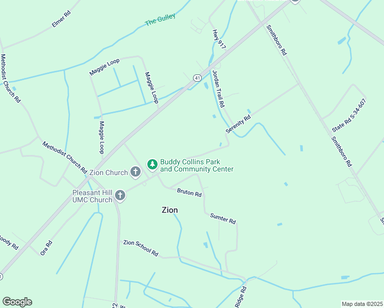 map of restaurants, bars, coffee shops, grocery stores, and more near 3240 Serenity Road in Mullins