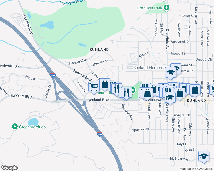 map of restaurants, bars, coffee shops, grocery stores, and more near 8823 Fenwick Street in Los Angeles