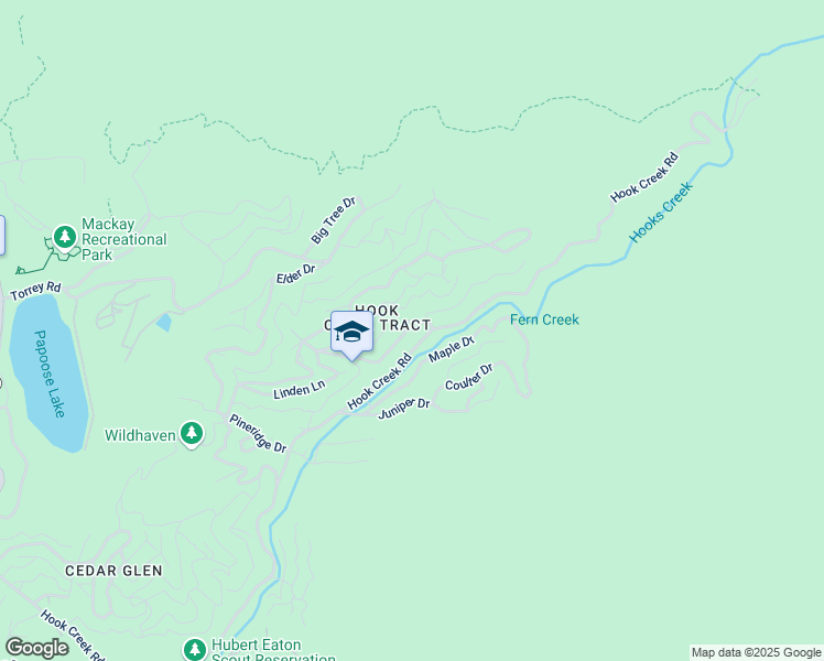 map of restaurants, bars, coffee shops, grocery stores, and more near Eucalyptus Road in Lake Arrowhead