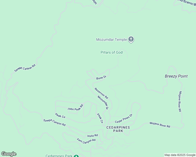 map of restaurants, bars, coffee shops, grocery stores, and more near Bone Drive in Crestline