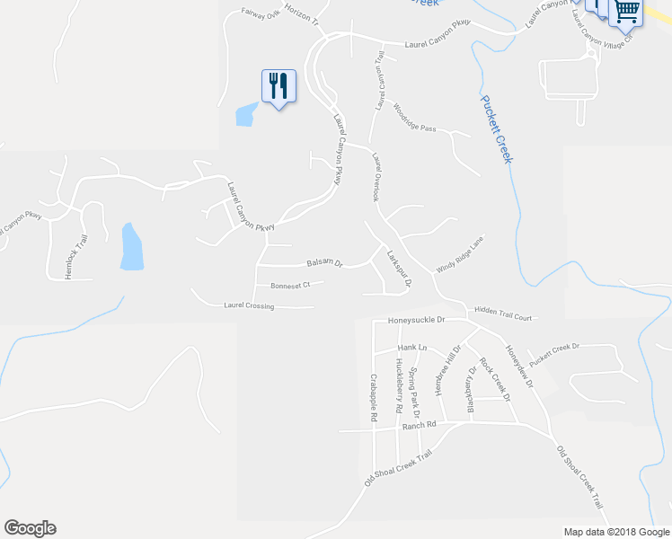 map of restaurants, bars, coffee shops, grocery stores, and more near 242 Balsam Drive in Canton