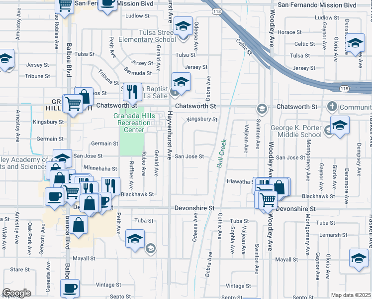 map of restaurants, bars, coffee shops, grocery stores, and more near 10514 Monogram Avenue in Los Angeles