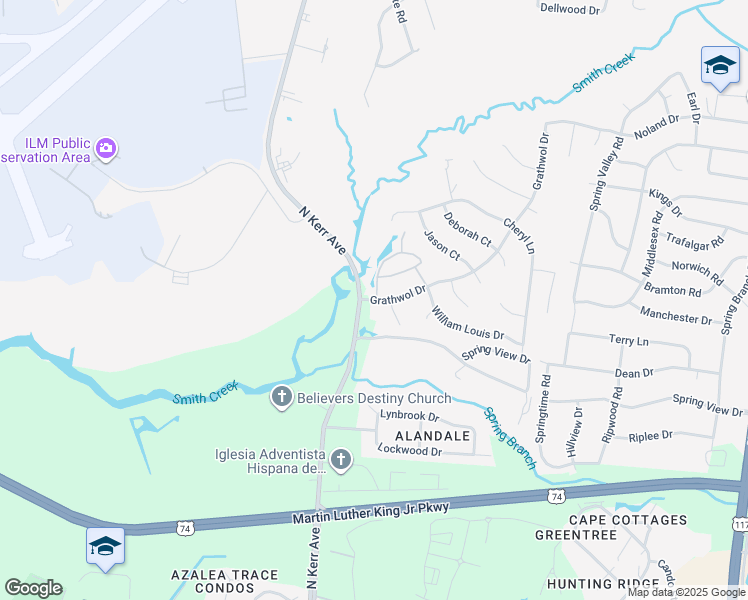 map of restaurants, bars, coffee shops, grocery stores, and more near in New Hanover County