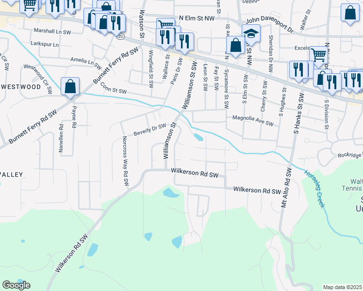 map of restaurants, bars, coffee shops, grocery stores, and more near 5b Pebble Bend Court in Rome