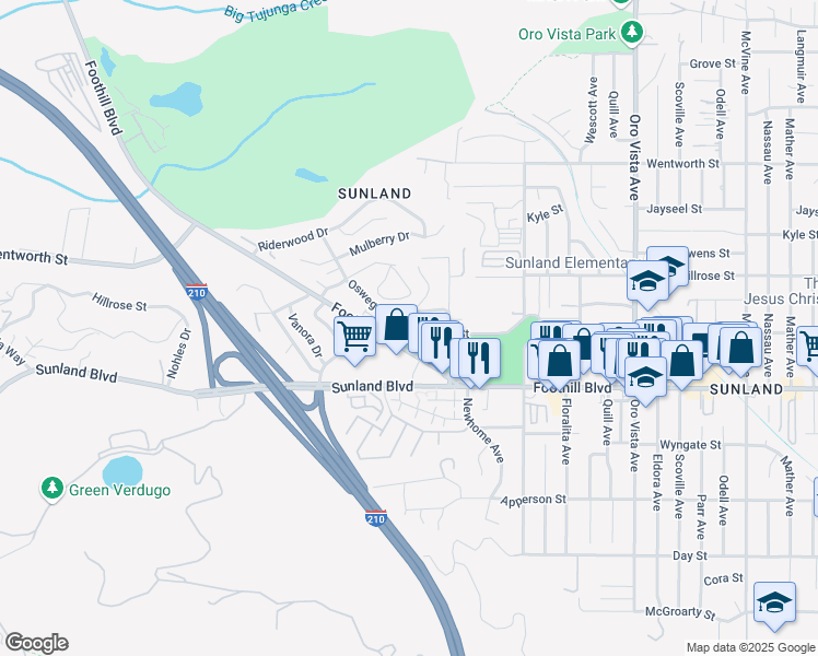 map of restaurants, bars, coffee shops, grocery stores, and more near 8819 1/2 Fenwick Street in Los Angeles