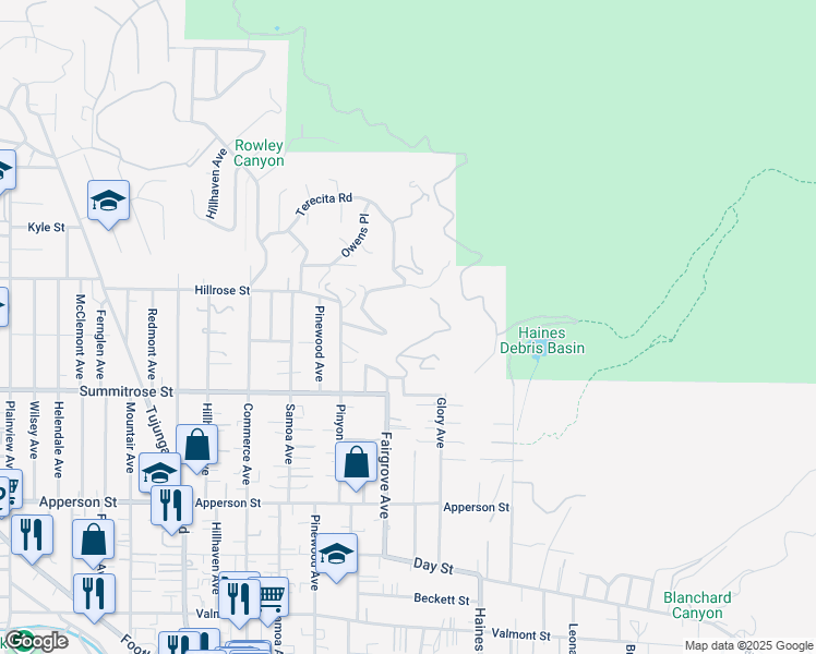 map of restaurants, bars, coffee shops, grocery stores, and more near 6835 Grenoble Street in Los Angeles