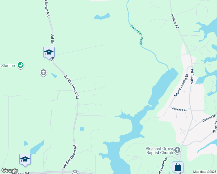 map of restaurants, bars, coffee shops, grocery stores, and more near 9221 Jot Em Down Road in Gainesville