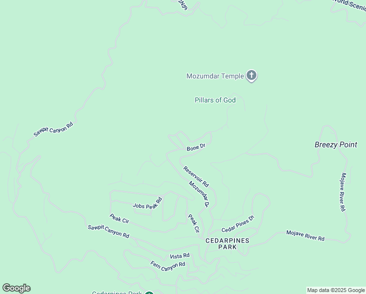 map of restaurants, bars, coffee shops, grocery stores, and more near Bone Drive in Crestline
