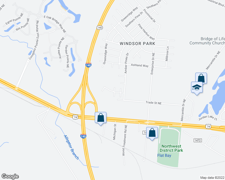 map of restaurants, bars, coffee shops, grocery stores, and more near 1038 Bridgeport Way in Leland