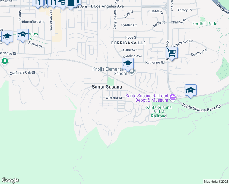 map of restaurants, bars, coffee shops, grocery stores, and more near 1226 Aster Street in Simi Valley