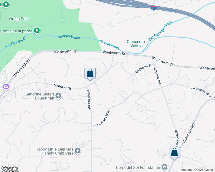 map of restaurants, bars, coffee shops, grocery stores, and more near 10400 McBroom Street in Los Angeles