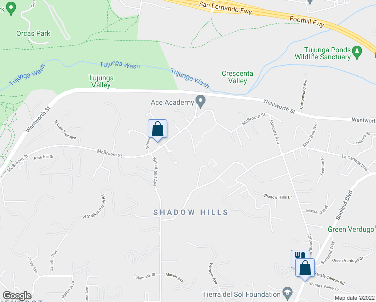 map of restaurants, bars, coffee shops, grocery stores, and more near 10400 McBroom Street in Los Angeles