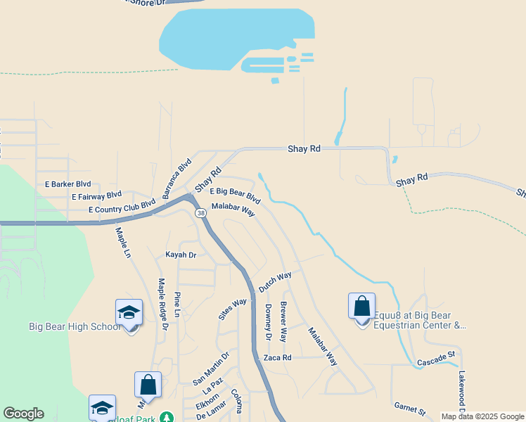 map of restaurants, bars, coffee shops, grocery stores, and more near 1412 East Big Bear Boulevard in Big Bear