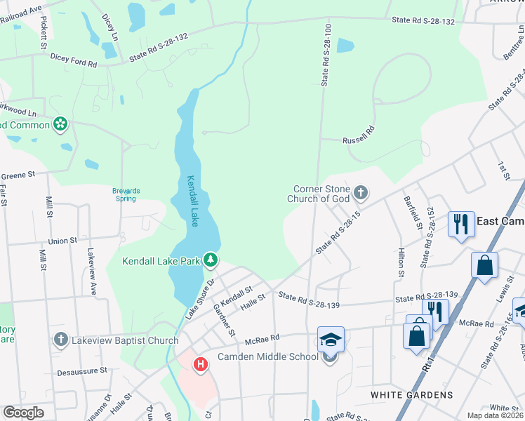 map of restaurants, bars, coffee shops, grocery stores, and more near 1853 State Road S-28-100 in Camden
