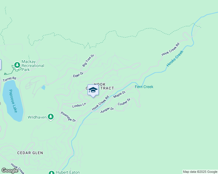 map of restaurants, bars, coffee shops, grocery stores, and more near Eucalyptus Road in Lake Arrowhead