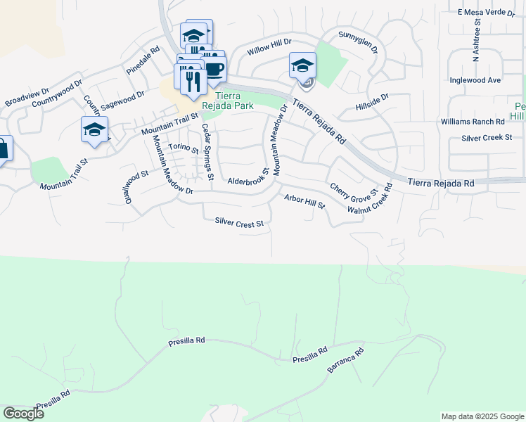 map of restaurants, bars, coffee shops, grocery stores, and more near 12026 Haven Crest Street in Moorpark