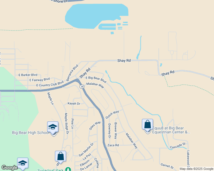 map of restaurants, bars, coffee shops, grocery stores, and more near 1412 East Big Bear Boulevard in Big Bear