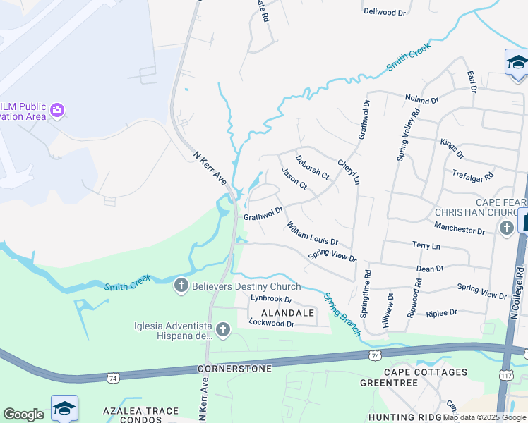 map of restaurants, bars, coffee shops, grocery stores, and more near 721 Grathwol Drive in Wilmington